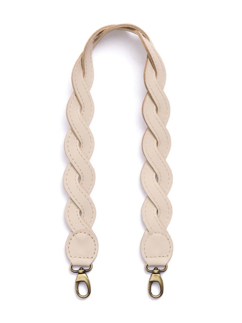Anthropologie Braided Leather Crossbody Strap in Cream and Brass Hardware